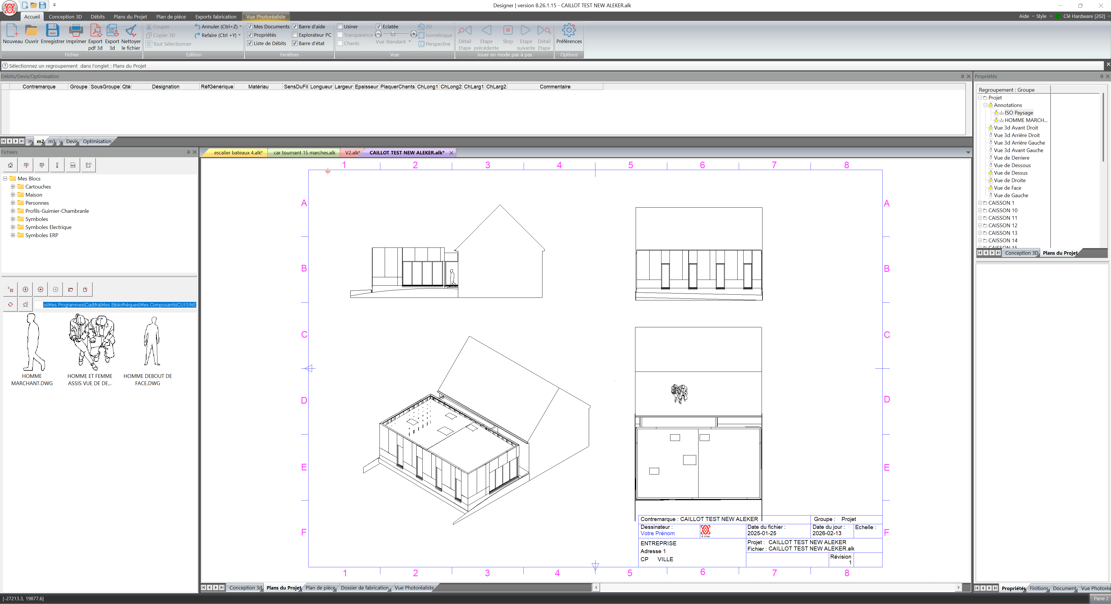 Plan maison ossature bois – mise en plan multi-vues