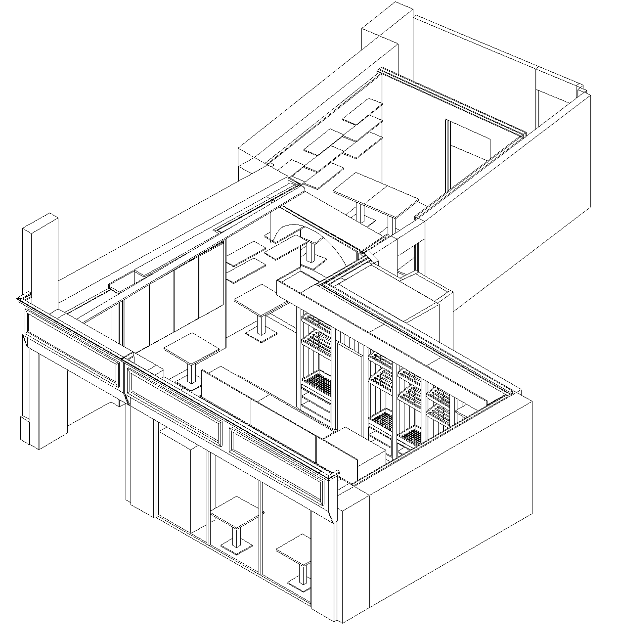 Plan 3D isométrique de la boulangerie La Rauvillaise à Rauville-la-Bigot réalisé par Les Nouveaux Agenceurs à Surtainville